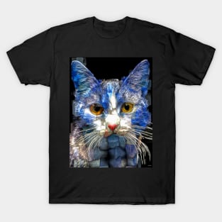 Blue Mosaic Cat T-Shirt